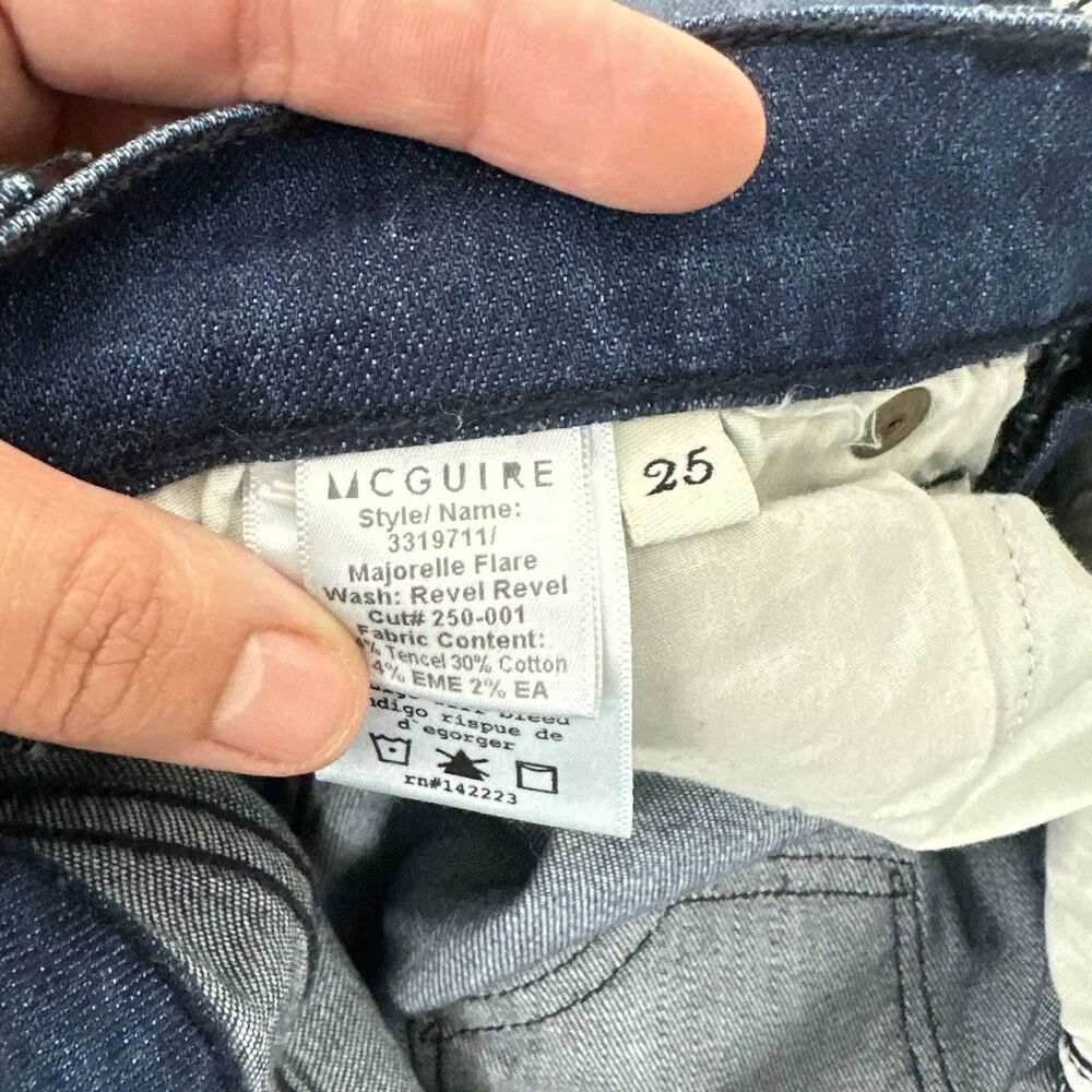 McGuire Majorelle Flare Jeans 25 Dark Wash Stretch Boho 70s High Rise Denim - Picture 9 of 12